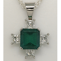 Emerald & Diamond Platinum Pendant for Jyotish