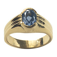Men's Gold Blue Sapphire Ring for Jyotish, Astrology