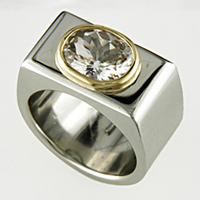 White Sapphire Gold & Platinum Ring for Jyotish & Ayurveda