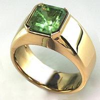Men's Silver Emerald Ring for Astrology