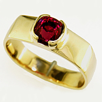 Men's Ruby White Gold Ring for Jyotish, Astrology, Ayurveda