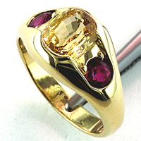 Yellow Sapphire & Ruby Ring for Jyotish (Vedic Astrology) & Ayurveda