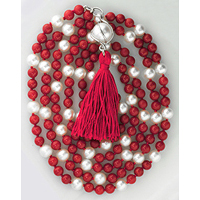 Red Coral & Pearl Mala for Jyotish, Astrology, Ayurveda