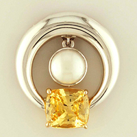 Yellow Sapphire, Pearl Pendant Jewelry for Women