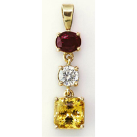 Yellow Sapphire, Diamond & Ruby Pendant for Women