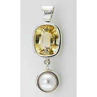 Yellow Topaz & Pearl Pendant Jewelry for Jyotish (Vedic Astrology) & Ayurveda