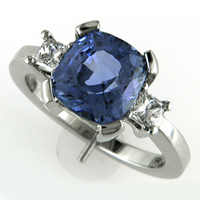Ladies Blue Sapphire & Diamond Ring