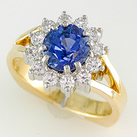 Women's, Princess Diana Blue Sapphire Diamond Ring