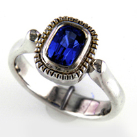 Women's Silver Blue Sapphire Ring