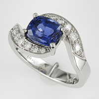 Women's Blue Sapphire & Diamond Ring for Jyotish (Vedic Astrology) & Ayurveda