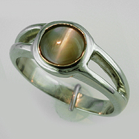 Women's White Gold Cat's Eye Ring for Jyotish, Vedic Astrology, Ayurveda