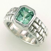 Women's Silver Emerald Ring for Astrology