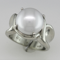 Women's White Gold and Yellow Gold Pearl Ring Jewelry for Jyotish (Vedic Astrology) & Ayurveda