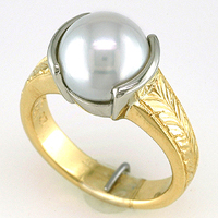 Women's White Gold and Yellow Gold Pearl Ring Jewelry for Jyotish (Vedic Astrology) & Ayurveda