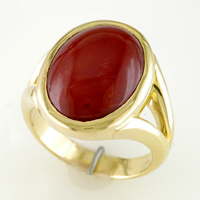 Women's Gold Red Coral Ring for Jyotish (Vedic Astrology) & Ayurveda