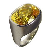 Yellow Sapphire Platinum Ring for Jyotish